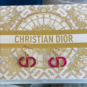 Dior Pink zipper pulls/ charm  made into earrings